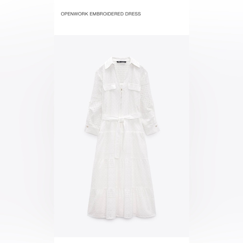 Zara NWT White Openwork Embroidered Eyelet Dress